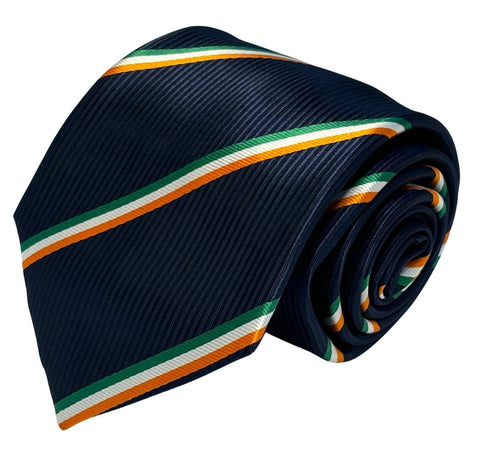 navy dark blue tie with Irish Ireland flag design